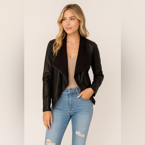 Calvin Klein Rugged Metallic Faux Suede Zip Up Waterfall Jacket - Picture 11 of 11